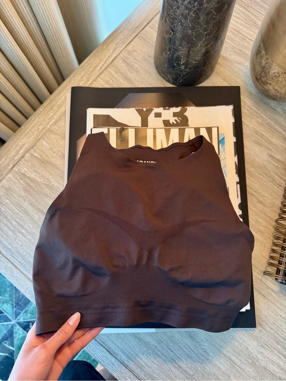 Adanola Seamless Racer Tank Bra - Coffee Bean - S